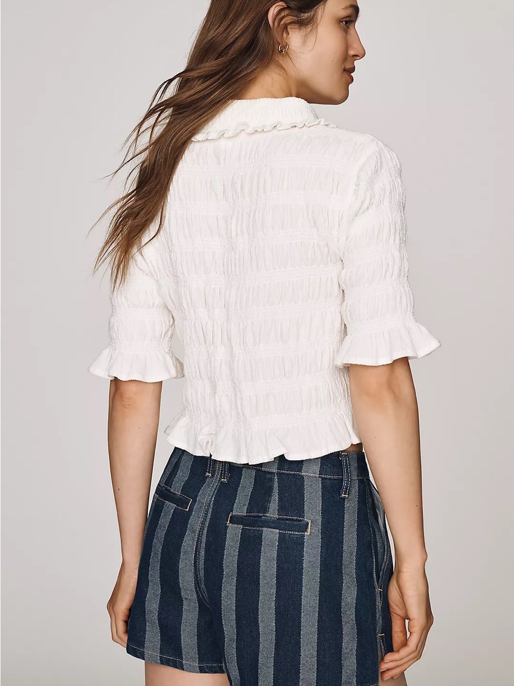 Maeve from Anthropologie Smocked Button-Front top sz medium - Picture 3 of 11